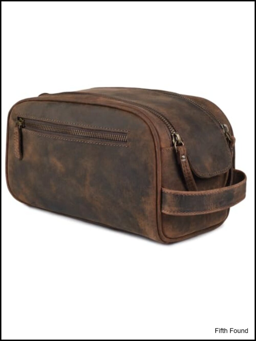 Genuine Leather Toiletry Travel Bag Waterproof Lining Dopp Kit